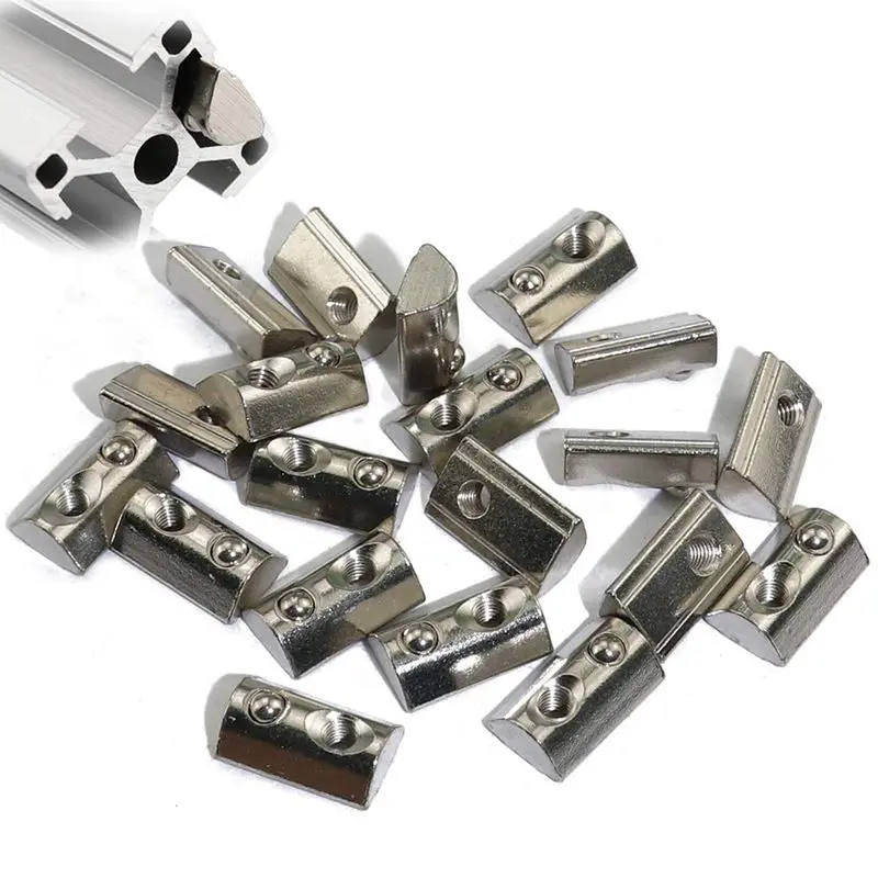 BMBY-50Pcs M5 T шар-пружина гайка, половина круглый ролик-в гайка для 3030S t-слот алюминиевый профиль 30x30 мм