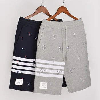 

2020 Fashion TB THOM Brand Casual Shorts Men Women High Quality Summer Cotton Sports Trousers Ski Embroidery Jogger Track Pants