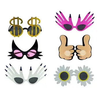 

6pcs Glasses Thumb Sunflower Palm Dollar Sunglass Photo Prop Eyeglass for Carnival Halloween Birthday