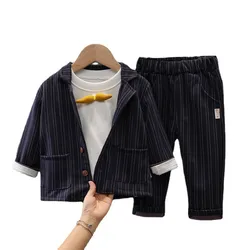 Nova primavera crianças roupas na moda outono bebê meninos roupas crianças casual terno camiseta calças 3 pçs/sets da criança cavalheiro traje
