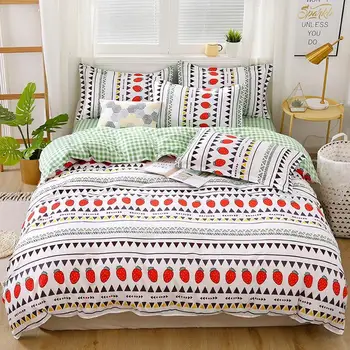 

Bohemian Bedding Set, Duvet Cover Pillowcase 3pcs 220x240 , strawberry pattern Quilt Cover Single Double Queen King Bed Sets