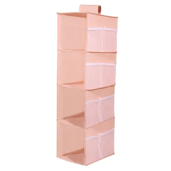 

Clothes Non Woven Fabric Large Capacity 4 Shelf With Side Pockets Hanging Closet Organizer Foldable Shelves Wardrobe Storage
