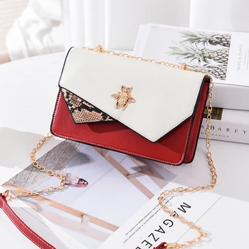 

Vintage Women PU Leather Shoulder Bag Ladies Fashion Chain Messenger Bag Patchwork Square Crossbody Bag