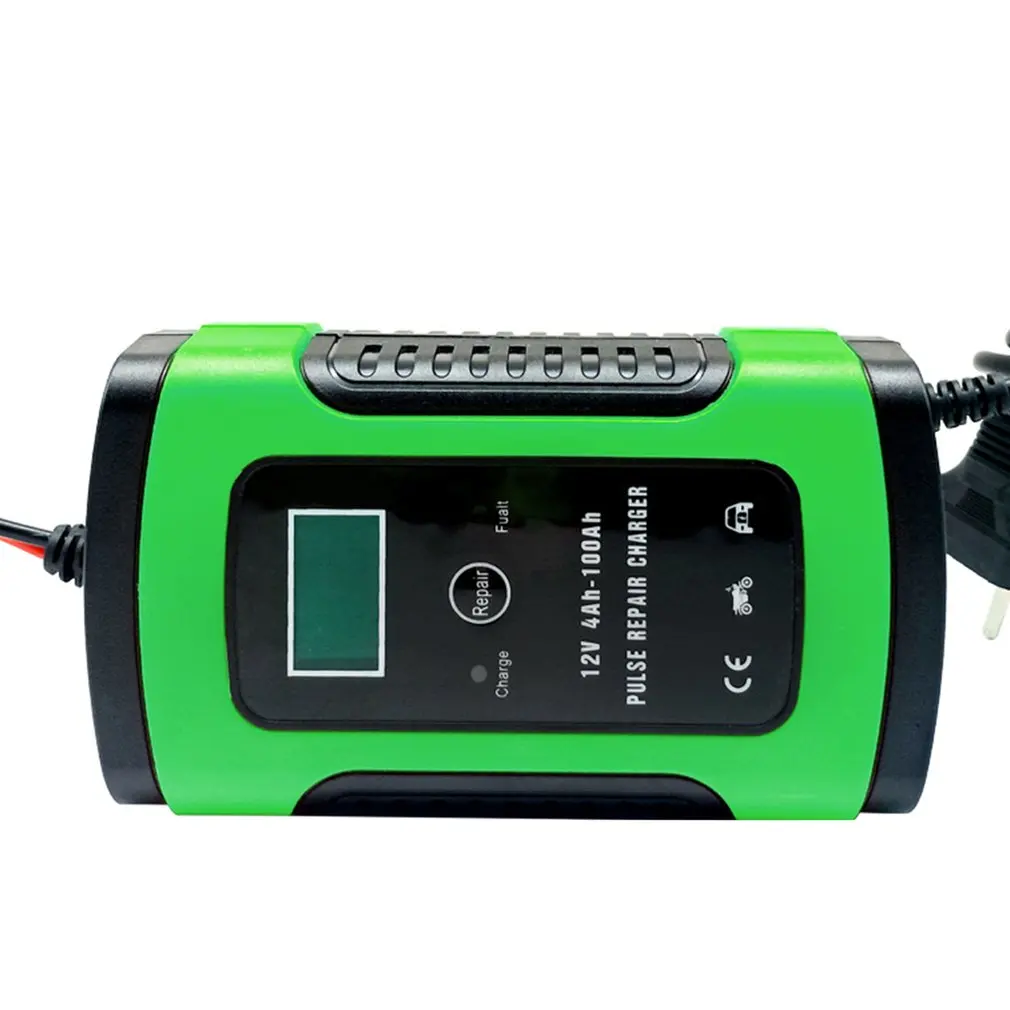 

Green Car Battery Charger Automobile Motorcycle Intelligent Pulse Repair 12V 5A LCD Motocycle Battery Charging Device