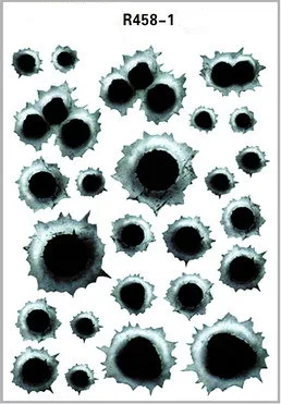 1 шт., наклейки для автомобиля, 3D, пулевое отверстие, забавные наклейки на автомобиль, царапина на мотоцикле, реалистичные, пулевое отверстие, водонепроницаемые наклейки