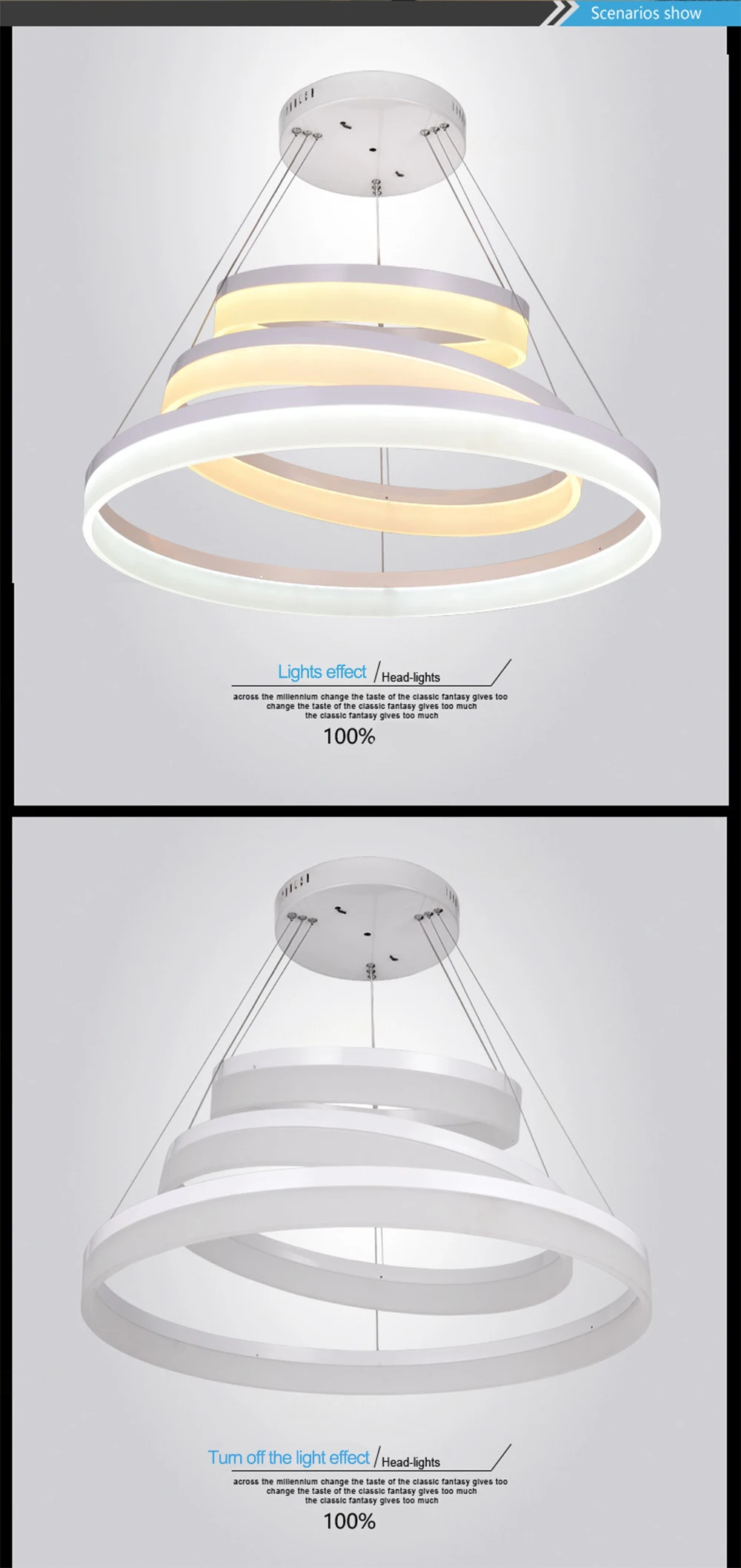 Акриловый светодиодный Люстра современный круглый кольцо круговой фойе столовая домашний деко пульт дистанционного управления алюминиевый светильник