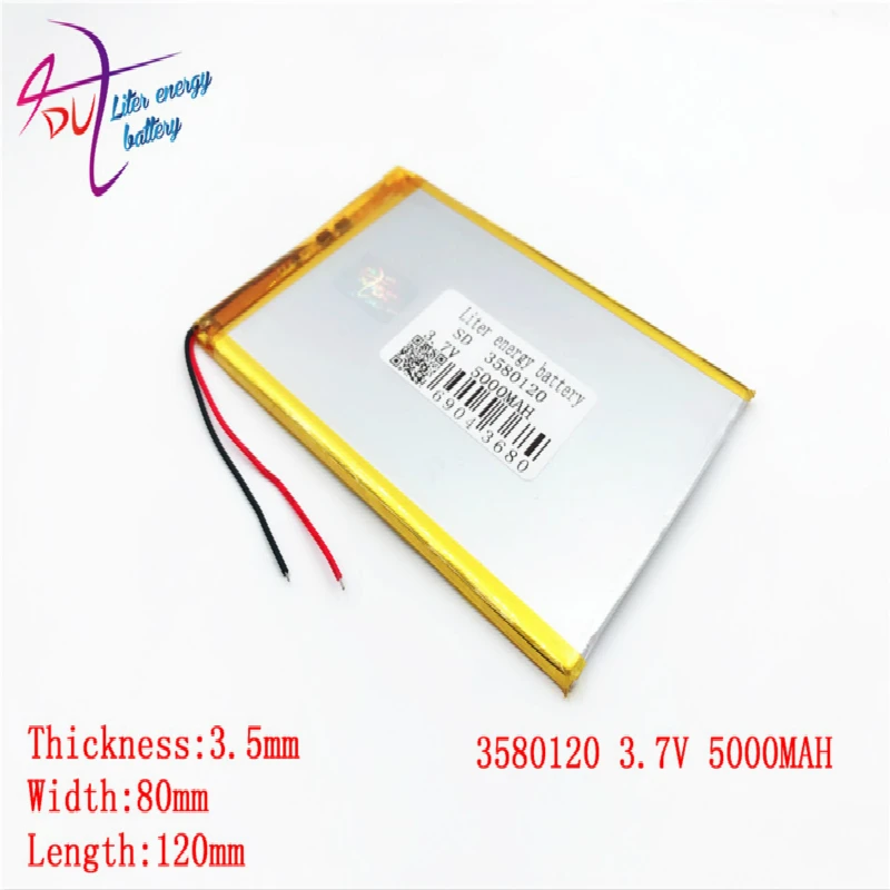 Liter energy battery Size 3580120 3.7v 5000mah Lithium Polymer Battery With Board For 7 Inch Tablet Pc | Электроника