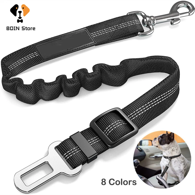 

Upgrated Car Dog Safety Seat Belt Adjustable Elastic Reflective Nylon Strap Seatbelt Cushioning Rope Seatbelt for Pets Dogs Cats