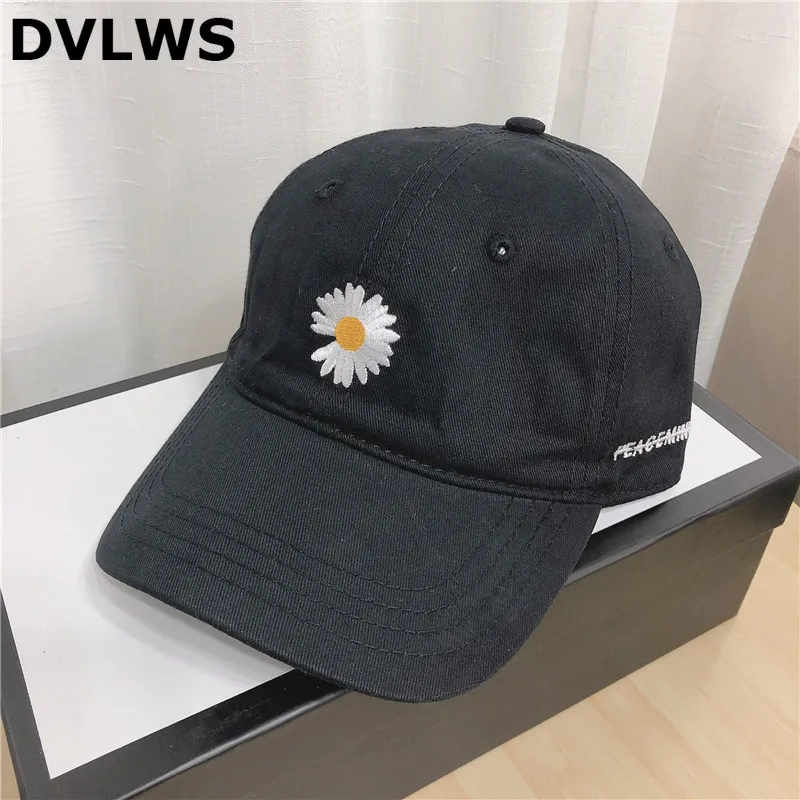 

DVLWS 2020 Little Daisy Embroidered Cap Fashion Summer Cotton Hat Celebrity Style Hip Hop Baseball Cap Men Women Red 4 Colors