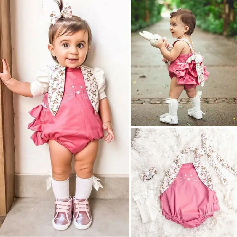 

Pudcoco Cute Newborn Baby Girls Easter Bunny Outfits Romper Jumpsuit Bodysuit Headband