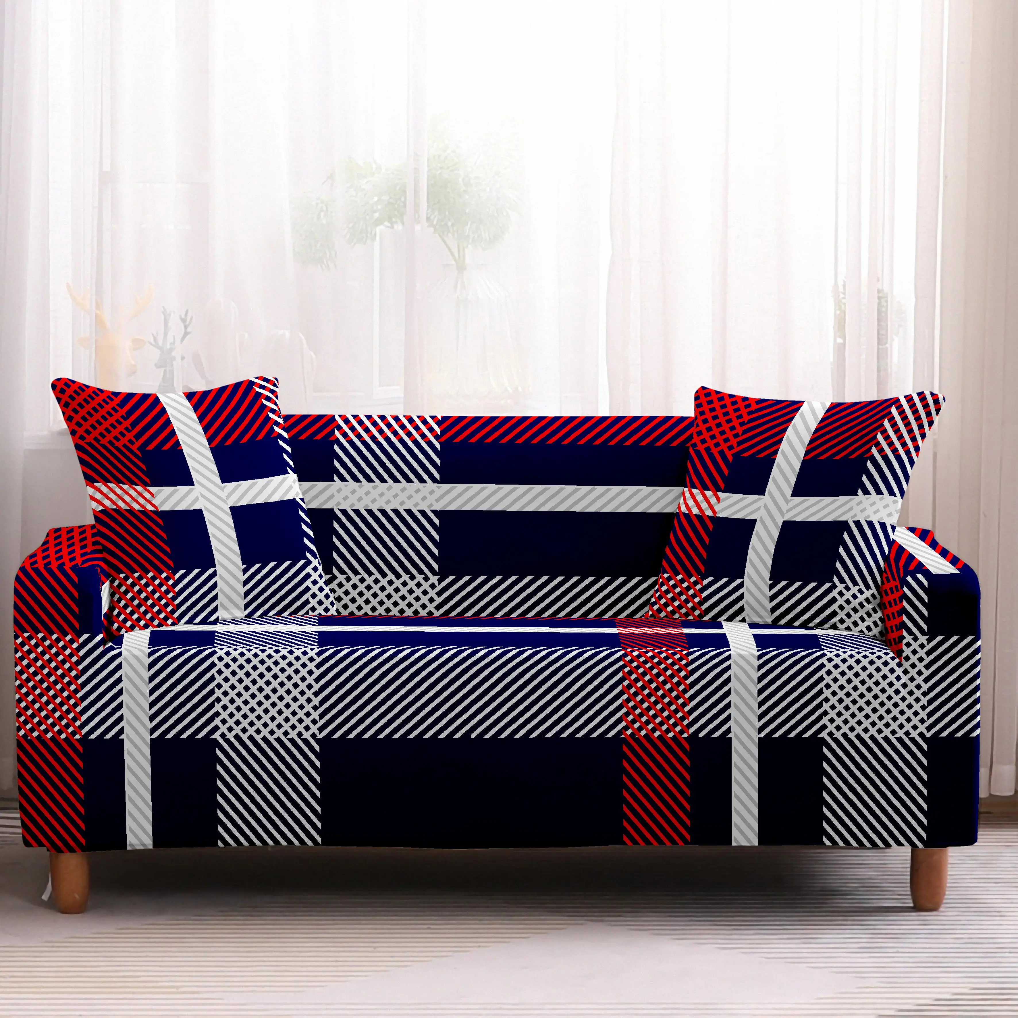 Геометрические клетчатые эластичные чехлов секционные эластичный стрейч диван покрытие для Гостиная чехол для дивана кресло для Ipad Mini 1/2/34 местный - Цвет: 3