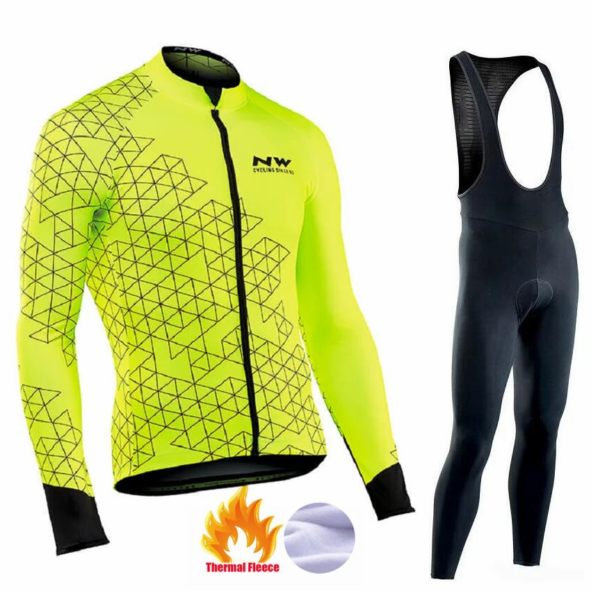 Pic Color Northwave теплый Зимняя Теплая Флисовая велосипедная одежда NW Мужской трикотажный костюм для прогулок верховой езды на велосипеде MTB Одежда комбинезон комплект - Цвет: Pic Color