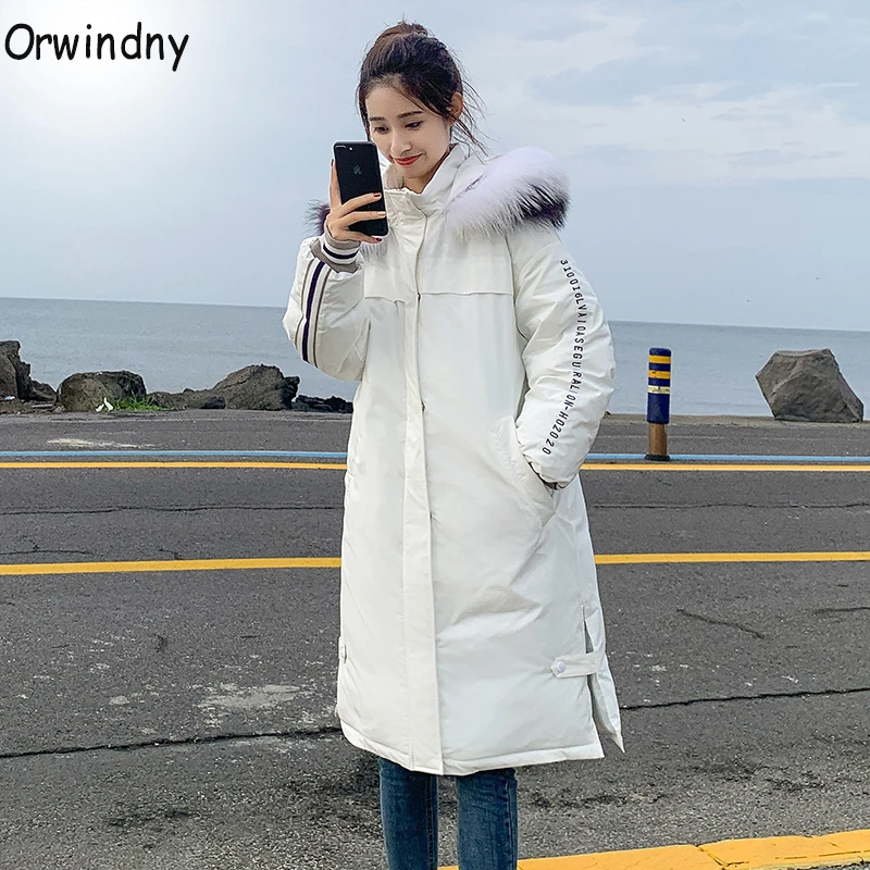 Orwindny пуховик женский зимняя куртка с капюшоном женские длинные парки одежда
