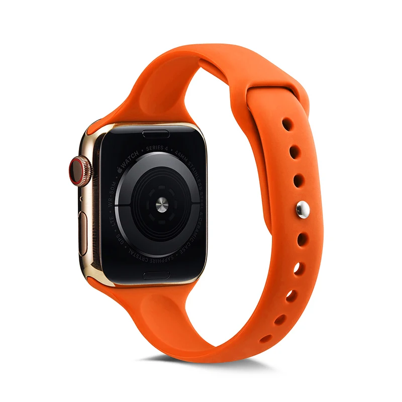 Ремешок для часов Apple Watch 38 мм 42 мм 44 мм 40 мм IWatch 4 3 2 1 спортивный силиконовый ремешок тонкий браслет аксессуары для часов - Цвет ремешка: Orange