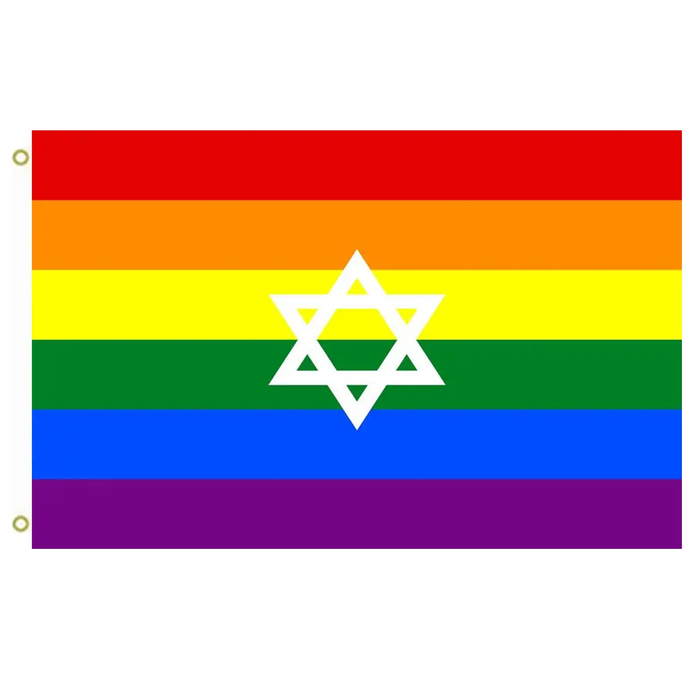 3ft x 5ft3 x5ft Gay Pride of Israel variant used in Israel Flag print Polyester banner flag Size 150*90cm