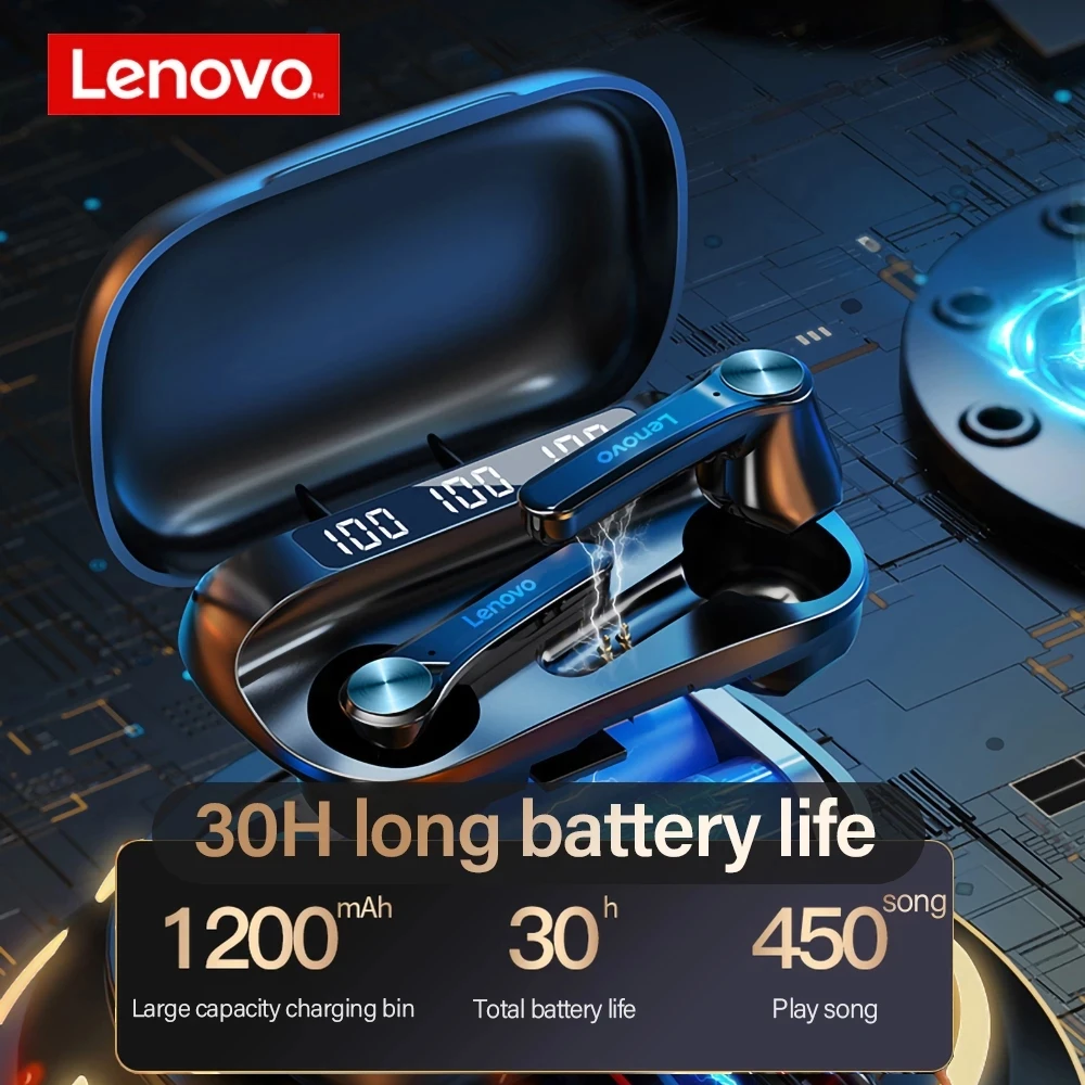 Lenovo-auriculares inalámbricos QT81 con Bluetooth 5,1, cascos impermeables con botón táctil, estéreo Hifi, batería de 40mAh, micrófono, novedad