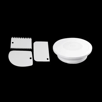 

4PCS Plastic Cake Turntable Rotating Cake Plastic Spatula Dough Knife Decorating Cream Cakes Stand Cake Rotary Table wholesale