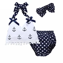 Купальник с ремешками для маленьких девочек; детский купальник с принтом якоря; 3 предмета; купальный костюм в горошек; пляжная одежда; летний детский женский пляжный костюм