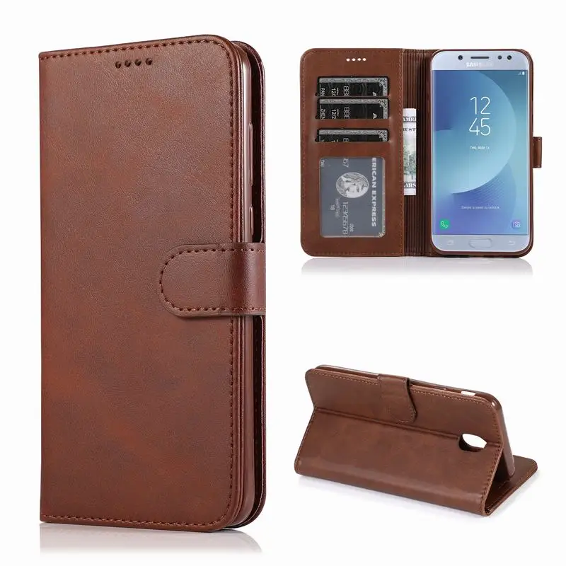 Brown Case Кожаный чехол для samsung Galaxy j7 2017J730, роскошный винтажный Чехол-бумажник из искусственной кожи с магнитной застежкой, чехол s для samsung Galaxy J7, чехол для телефона - Цвет: Brown Case