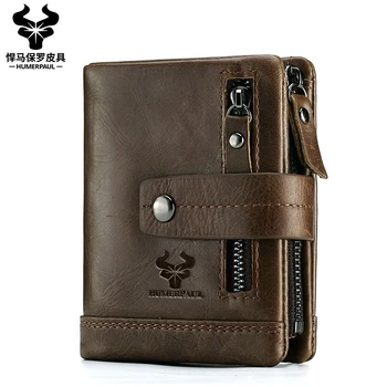 

ZZSLHL 100% Genuine Leather Men Wallet Coin Purse Small Card Holder PORTFOLIO Portomonee Male Walet Pocket Coffee Money