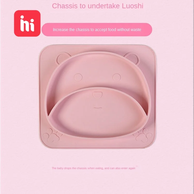 

Panda Silicone Placemat Suction Cup Silicone Placement Plate Anti-fall Nontoxic Integrated Silicone Bowl Baby Plates and Bowls