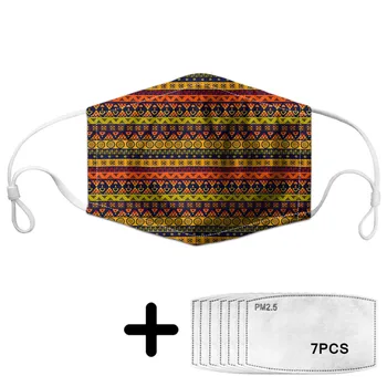 

African Ethnic Elements Pattern Women Mask Casual Ladies Face Mouth Masks with PM2.5 Filter Kids Reusable Dustproof Cubreboca