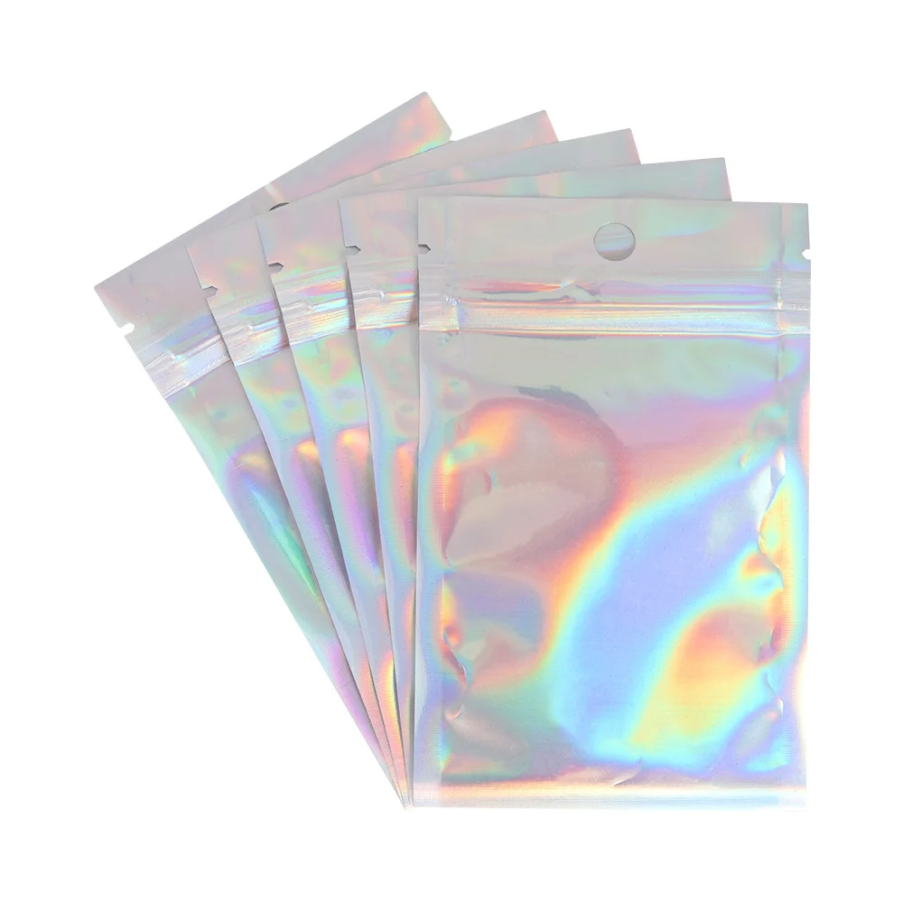 20 шт переливающиеся сумки с замком-молнией сумки Косметические Пластиковые лазерные переливающиеся сумки голографические сумки для макияжа Сумки с голограммой на молнии - Цвет: 7.5 X12CM