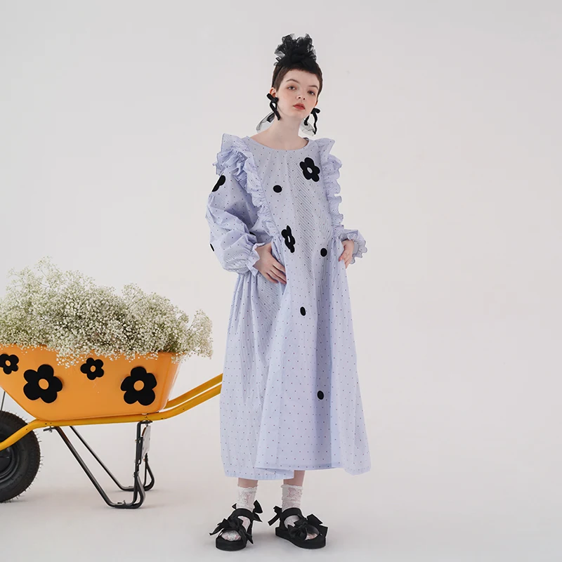 imakokoni original design blue stripe flocking