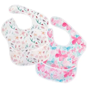 

2 Pack Baby Waterproof Feeding Bib With Pocket Infant Toddler Apron, 6-24 Months U50F