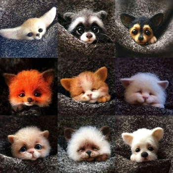 

Cute Animals Wool Finished Brooch Dog Hair Fox Squirrel Cat Brooch <20 Pcs Decoration Personal Exclusive MAO Sticky