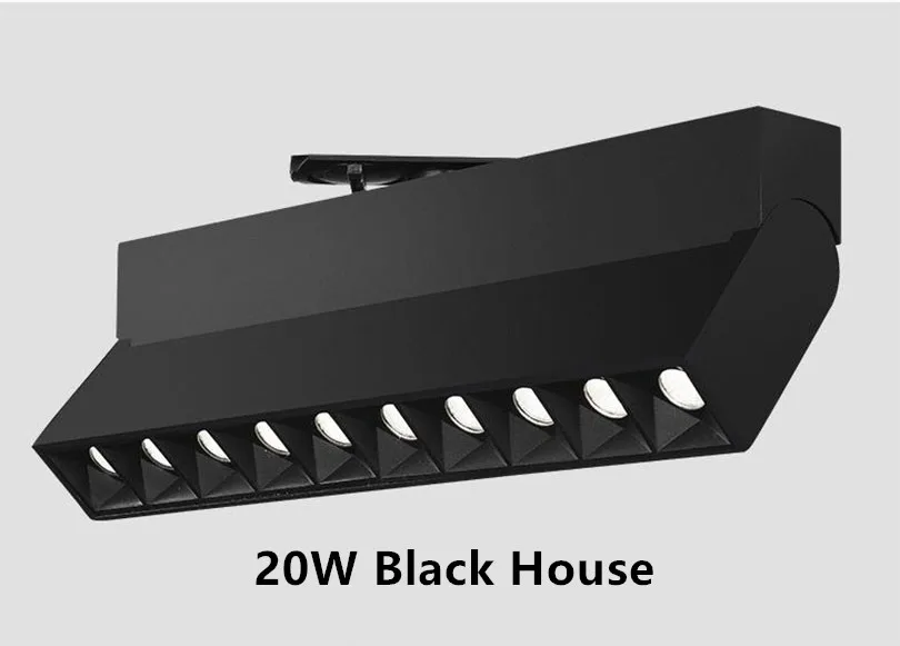 Домашние светильник ing AC85-265V 6 Вт 12 Вт 20 Вт светодиодный трек светильник Точечный светильник с регулируемой яркостью, 110V 220V Rail лампы для Костюмы для обувного магазина магазины - Испускаемый цвет: 20W Black Body