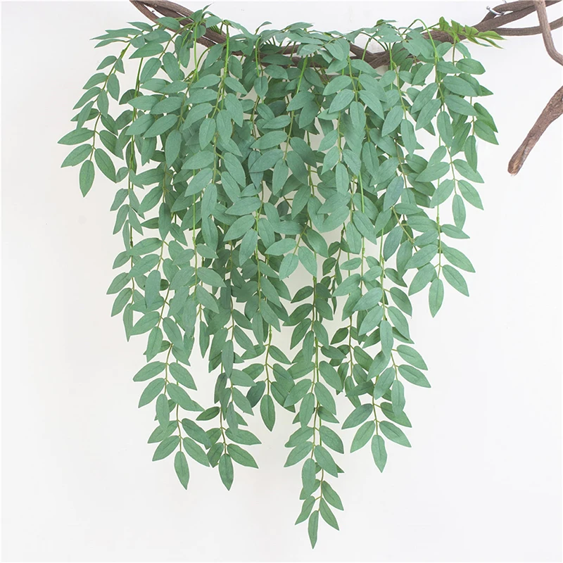 Artificial Leaves Plastic Plant Vine Wall Hanging Garden Living Room Club Bar Decorated Fake Leaves Green Plant - Цвет: dark green