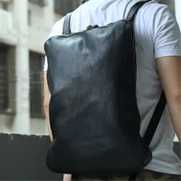 Mini Backpack Men Crazy Horse 15 Inch Bag Pack for Teenager Bookbag Genuine Leather Men Backpack School Bag Travel Back Mochila 1
