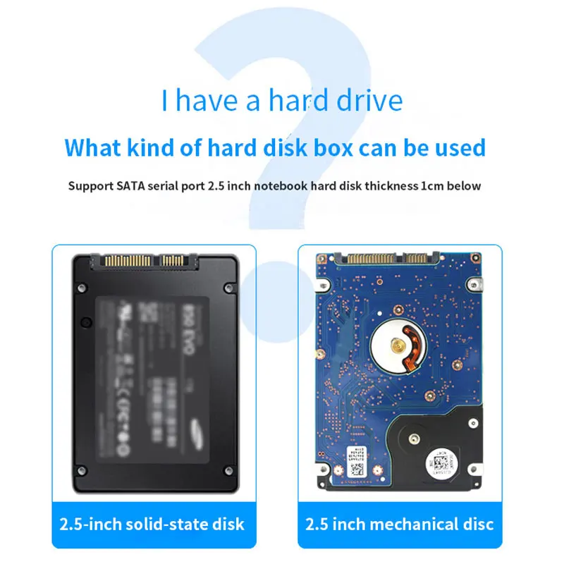 External Hard Drive Case SSD Enclosure Hard Drive Enclosure Hard Disk Case External Hard Drive Box HDD Case Enclosure USB 3.1 to sata 2.5 