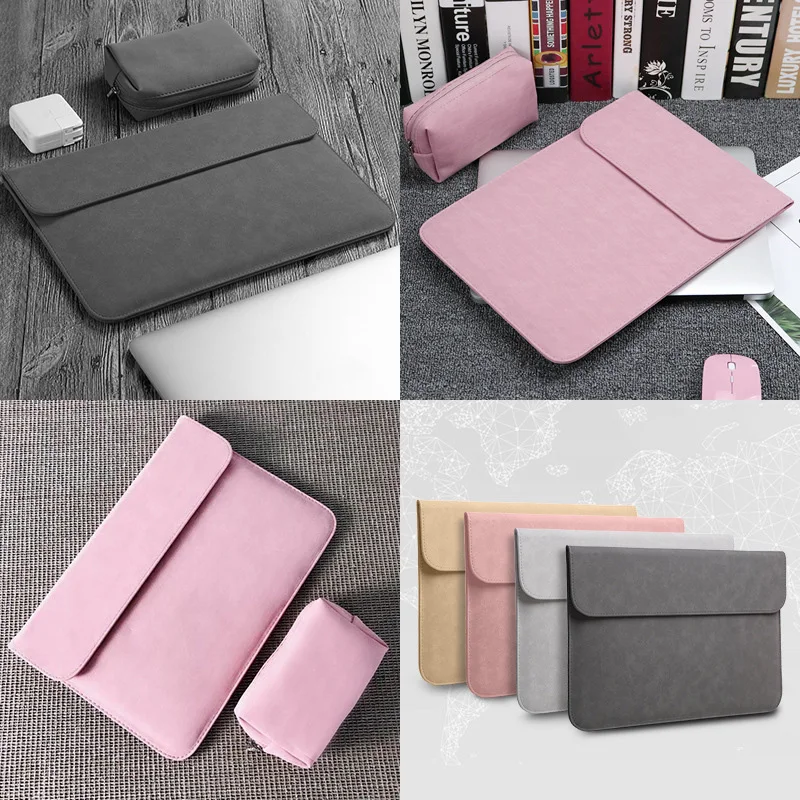 Portable PU Laptop Sleeve Bag Notebook Handbag Case For Macbook Air Pro 11 12 13 Retina New Pro 13.3 15.4 Touch Bar Cover