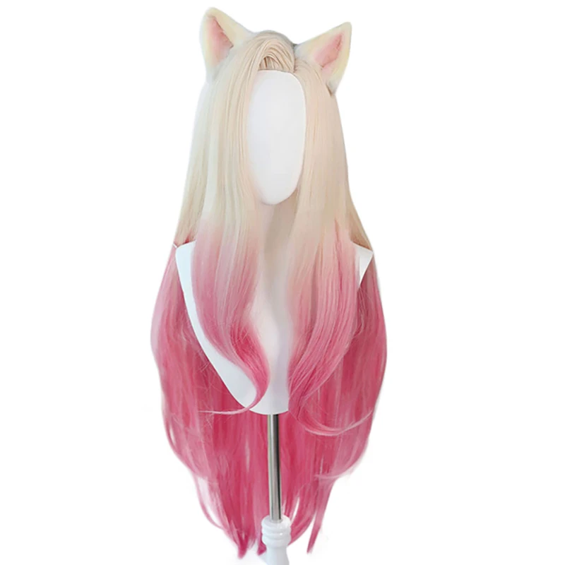 

KDA Baddest Ahri Cosplay Wigs LOL KDA Cosplay Blonde Mixed Pink Heat Resistant Synthetic Hair Pelucas