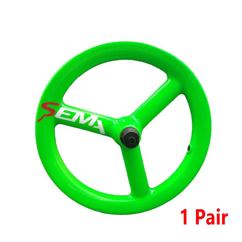 SEMA-3X T700 12 дюймов 203 tri-spoke углеродное колесо для детей балансировочный велосипед/мешалки/нажимной велосипед с 6802 подшипником лучшее качество - Цвет: Green 1pair