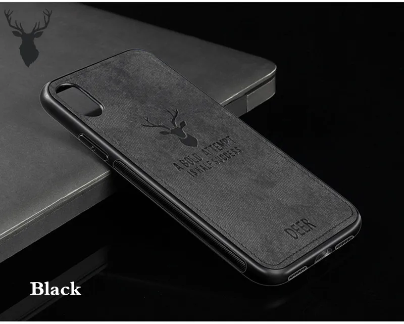 50pcs/lot Deer Head Phone Case For Oneplus One Plus 5 5T 6 6T 7 Pro Cloth Grain Back Cover Fundas - Цвет: Черный