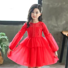 Свадебное платье принцессы для девочек зимние Вечерние платья на Рождество Осенняя детская одежда для подростков 4, 6, 7, 8, 10, 12 лет