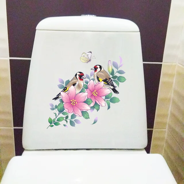 Zttzdy 24,1 Cm × 23,9 Goldfinch Virágos Ág Hálószoba Dekoráció Fali Matricák Klasszikus Wc-Matricák T2-1044 - Image 3