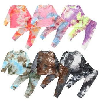 

Autumn Kids Boy Girls Tie-Dye Clothes Set Spring Long Sleeve Pullover O-neck Tops T-shirt Pants 3Pcs Outfit for Infant Baby 1-6Y