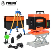PUERCI 16 линий 4D лазерный уровень самонивелирующийся 360 горизонтальный и вертикальный крест супер мощный зеленый лазерный уровень