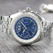Роскошные брендовые новые мужские Секундомер-хронограф часы черные синие кожаные из нержавеющей стали сапфировые спортивные часы классический календарь AAA