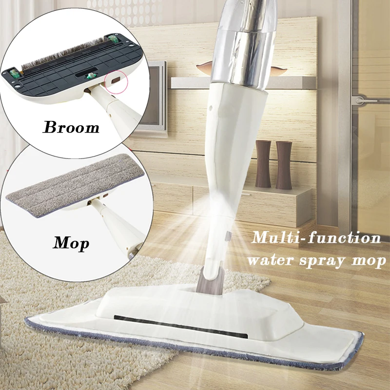 

3-in-1 Water Spray Floor Mop Broom 360 Degree Handle Mop for Wood Ceramic Tiles Floors Dust Mop with Microfiber Washable Pad