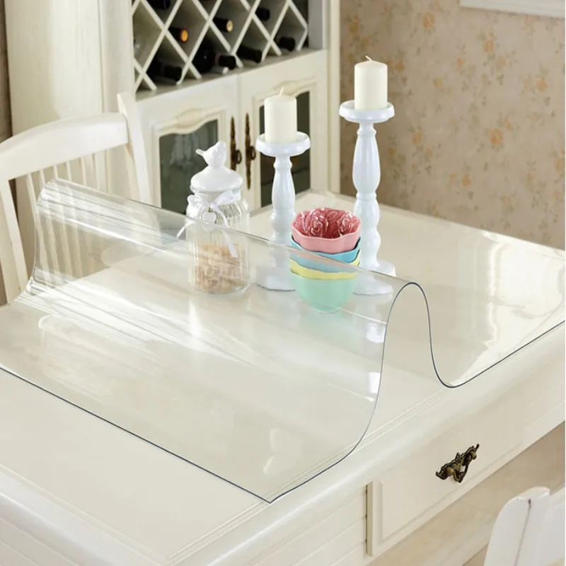 Black Tablecloth manteles Transparent Waterproof Kitchen Table protective table cover oil proof Glass Soft Cloth Table cloth 1.0