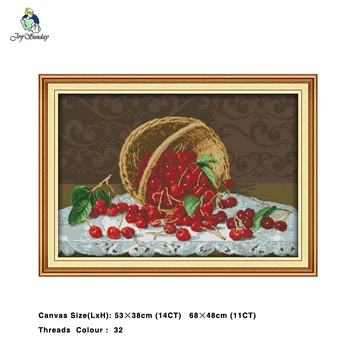

Fresh Cherry Painting 14CT 11CT Counted Cross Stitch Kits Embroidery Sets Needlework Sets Home Decor