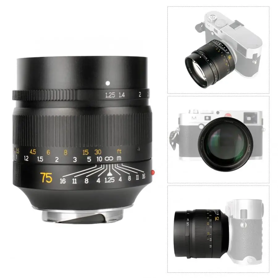 7 ремесленников 75 мм F1.25 ручной фокус объектив для Leica M-Mount Камеры len аксессуары