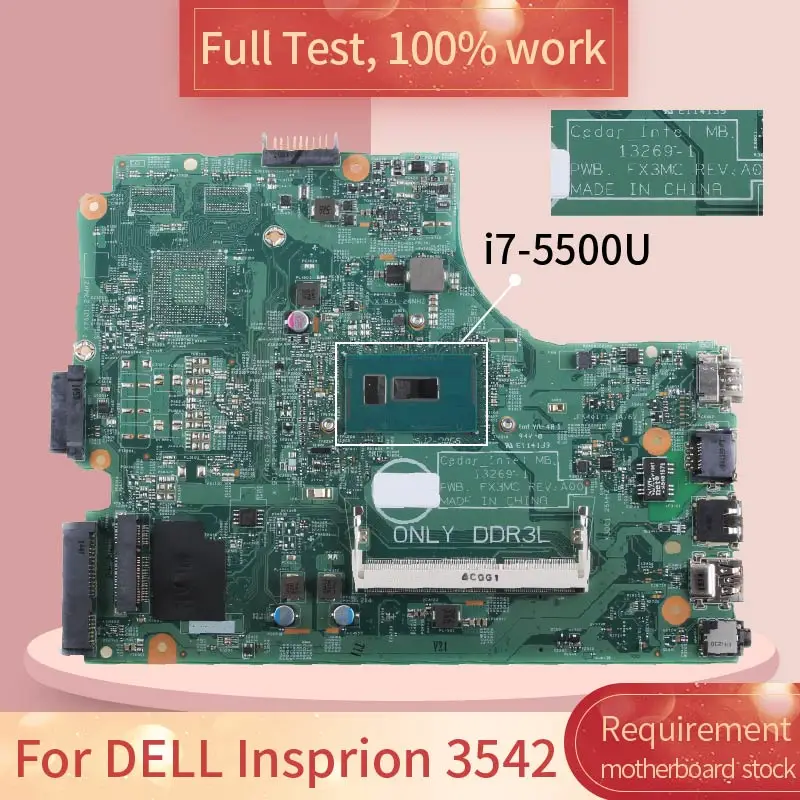 Материнская плата для ноутбука DELL Insprion 3542 13269 1 0V28DP SR23W I7 5500U DDR3L материнская полный