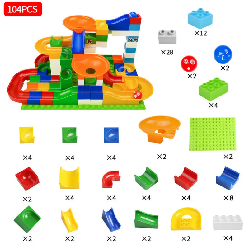 52-208 шт мраморные гоночные беговые лабиринты шарики трек строительные блоки пластиковые воронки слайд большой размер DIY блоки кирпичные игры набор для детей
