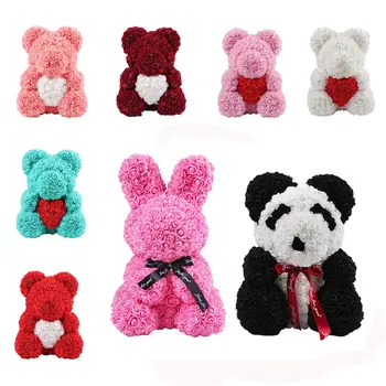 

Teddy Bear Rose Flowers 40cm 38cm Artificial Festival Birthday Wedding Decoration Rose Bear Romantic Valentines Day Gift